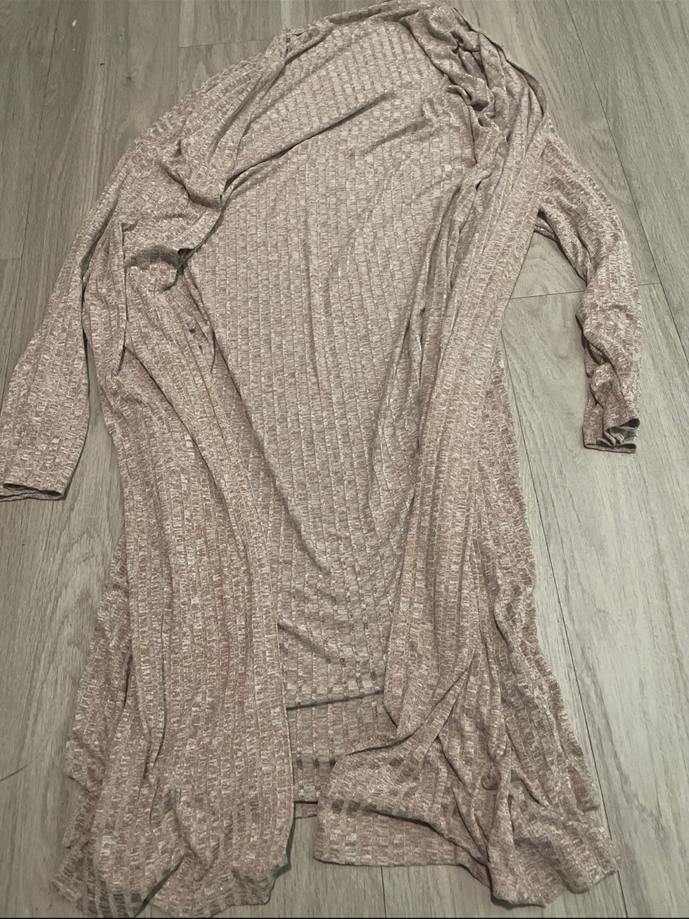 SHEIN Light Mauve Ribbed Open Front Cardigan